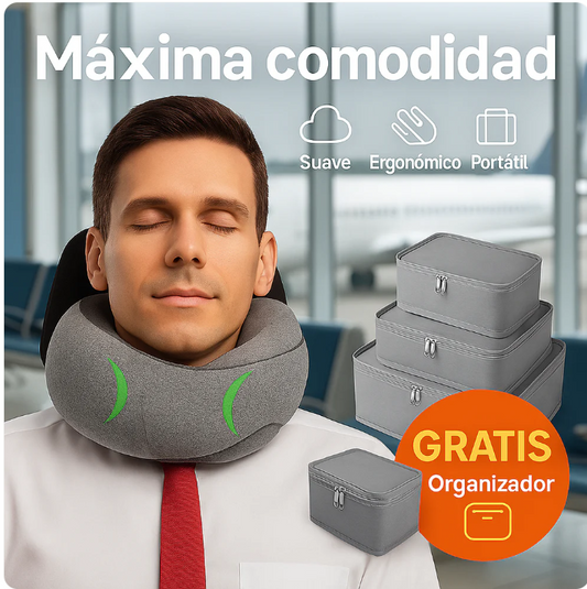 Combo FlyConfort: Almohada Ergonómica + Organizador Viajero GRATIS